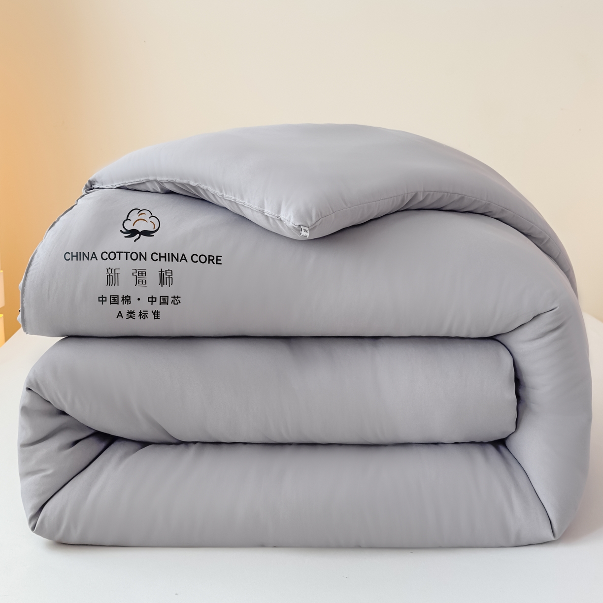 91家纺网 家纺一手货源 找家纺 承柔家纺 2025新款水洗棉棉花被 灰色