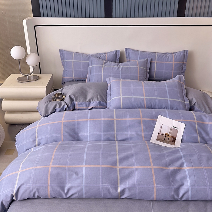 91家纺网 家纺一手货源 找家纺 优品阁 2024新款亲肤舒适全棉磨毛四件套学生三件套系列 斯坦福-蓝