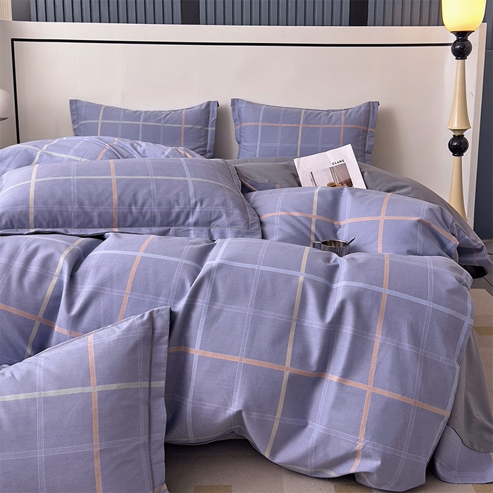 91家纺网 家纺一手货源 找家纺 优品阁 2024新款亲肤舒适全棉磨毛四件套学生三件套系列 斯坦福-蓝