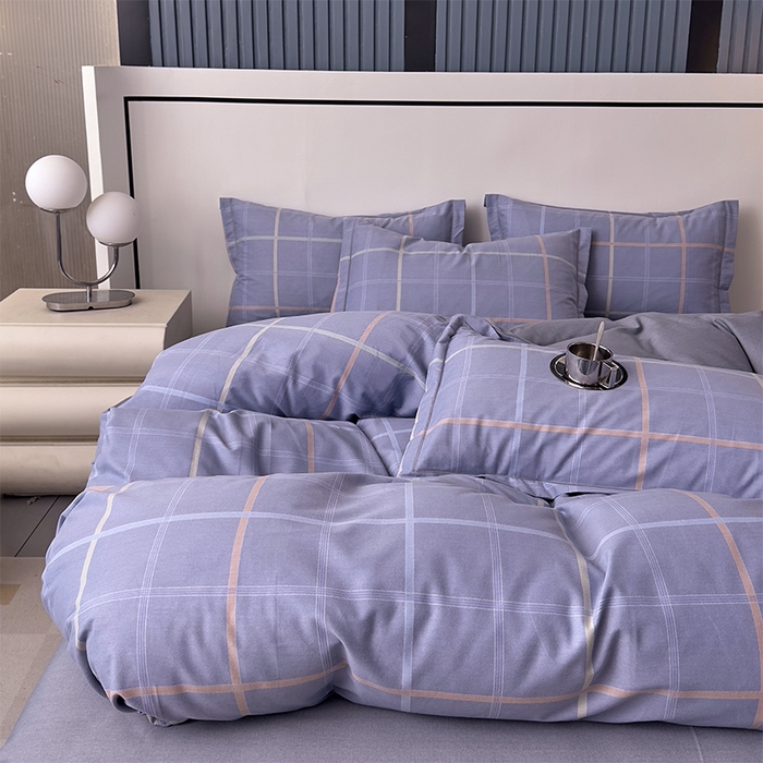 91家纺网 家纺一手货源 找家纺 优品阁 2024新款亲肤舒适全棉磨毛四件套学生三件套系列 斯坦福-蓝