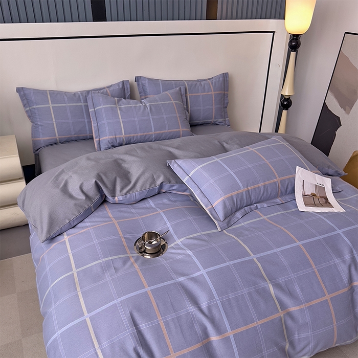 91家纺网 家纺一手货源 找家纺 优品阁 2024新款亲肤舒适全棉磨毛四件套学生三件套系列 斯坦福-蓝