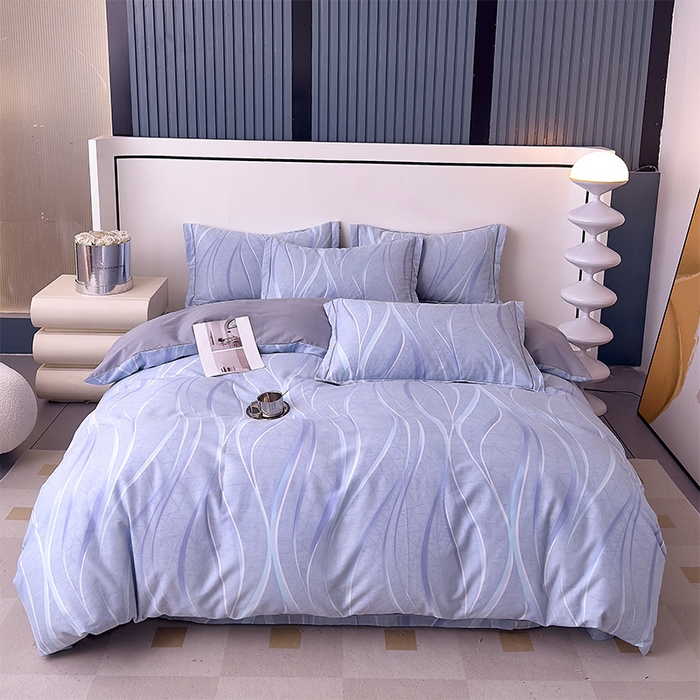 优品阁 2024新款亲肤舒适全棉磨毛四件套学生三件套系列 岁月长河-蓝