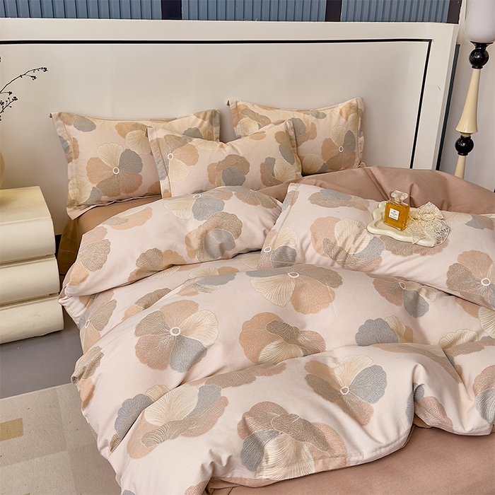 91家纺网 家纺一手货源 找家纺 优品阁 2024新款亲肤舒适全棉磨毛四件套学生三件套系列 乌木茶香-米