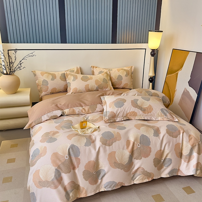 91家纺网 家纺一手货源 找家纺 优品阁 2024新款亲肤舒适全棉磨毛四件套学生三件套系列 乌木茶香-米