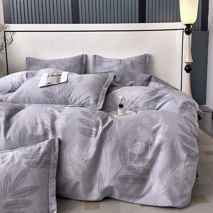 91家纺网 家纺一手货源 找家纺 优品阁 2024新款亲肤舒适全棉磨毛四件套学生三件套系列 云亭山野-灰