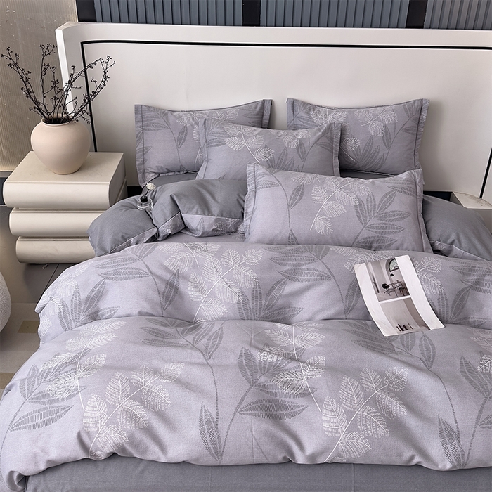 91家纺网 家纺一手货源 找家纺 优品阁 2024新款亲肤舒适全棉磨毛四件套学生三件套系列 云亭山野-灰