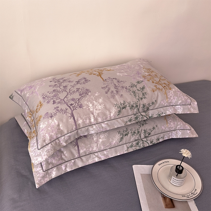 91家纺网 家纺一手货源 找家纺 优品阁 2024新款亲肤舒适全棉磨毛四件套学生三件套系列 暗木幽香-灰