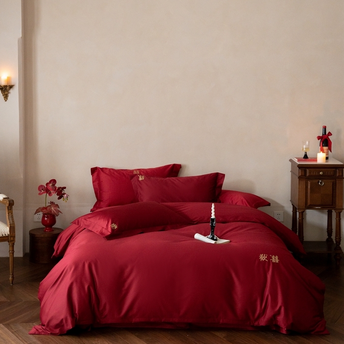 （总）ONE TWO ONE 121 2025新款婚庆高支高密长绒棉贡缎刺绣四件套