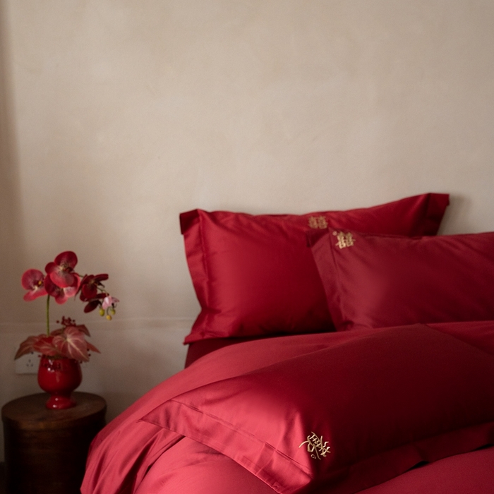 91家纺网 家纺一手货源 找家纺 （总）ONE TWO ONE 121 2025新款婚庆高支高密长绒棉贡缎刺绣四件套