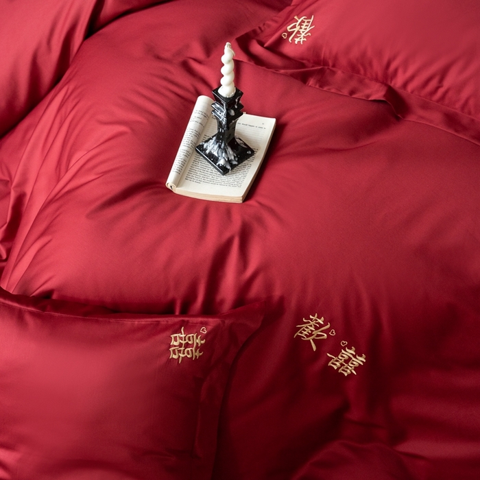 91家纺网 家纺一手货源 找家纺 （总）ONE TWO ONE 121 2025新款婚庆高支高密长绒棉贡缎刺绣四件套