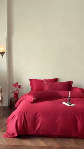 91家纺网 家纺一手货源 找家纺 （总）ONE TWO ONE 121 2025新款婚庆高支高密长绒棉贡缎刺绣四件套