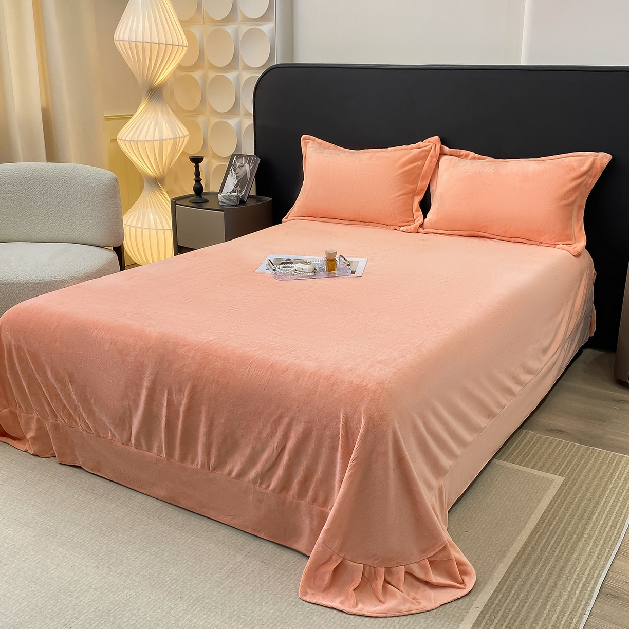 91家纺网 家纺一手货源 找家纺 悦织湾家纺 2025新款9斤重牛奶绒四件套纯色贴布绣人件富贵系列240克重高密保暖轻奢时尚床上用品4件套 人间富贵-暖玉