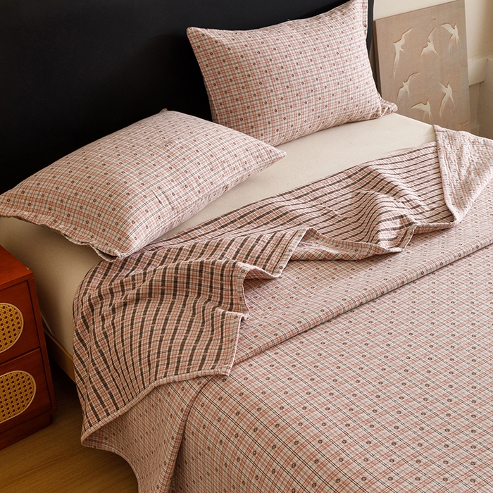 91家纺网 家纺一手货源 找家纺 （总）悦然毛巾被 2025新款全棉三层色织水洗纱布毛巾被盖毯-清新雅致