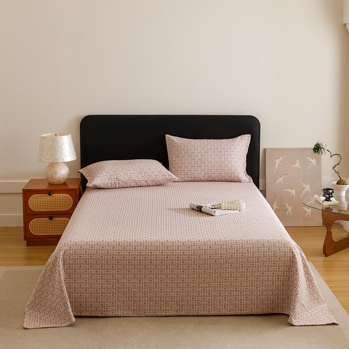 91家纺网 家纺一手货源 找家纺 悦然毛巾被 2025新款全棉三层色织水洗纱布毛巾被盖毯-清新雅致 清新雅致粉