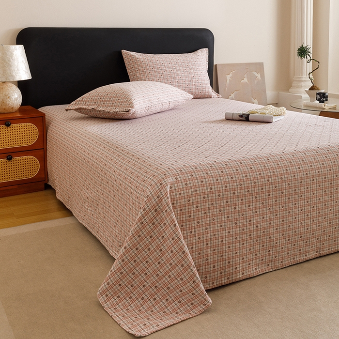 91家纺网 家纺一手货源 找家纺 悦然毛巾被 2025新款全棉三层色织水洗纱布毛巾被盖毯-清新雅致 清新雅致粉