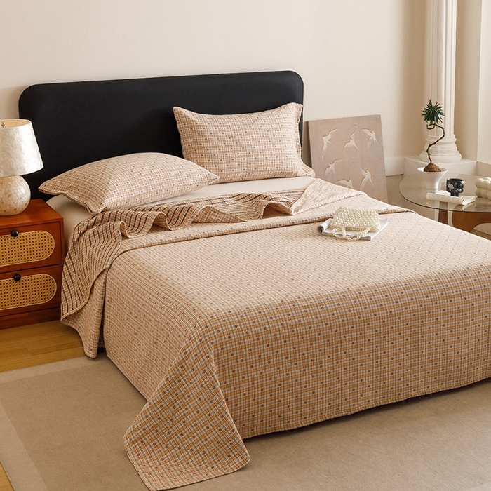 91家纺网 家纺一手货源 找家纺 悦然毛巾被 2025新款全棉三层色织水洗纱布毛巾被盖毯-清新雅致 清新雅致黄