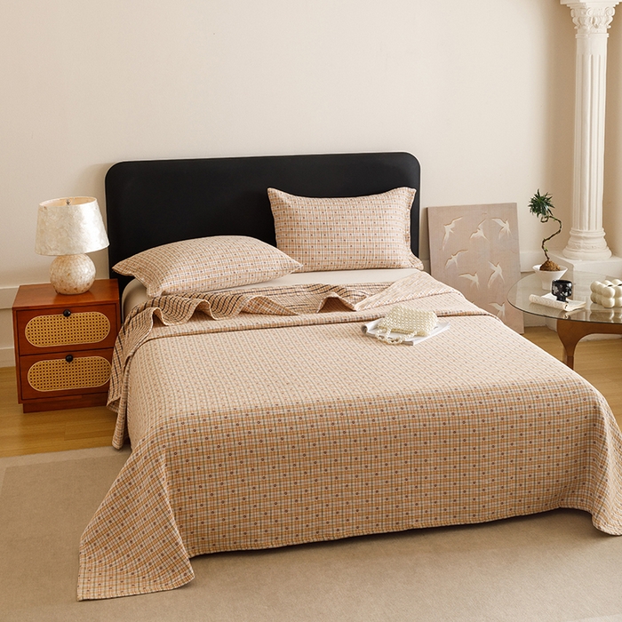 91家纺网 家纺一手货源 找家纺 悦然毛巾被 2025新款全棉三层色织水洗纱布毛巾被盖毯-清新雅致 清新雅致黄