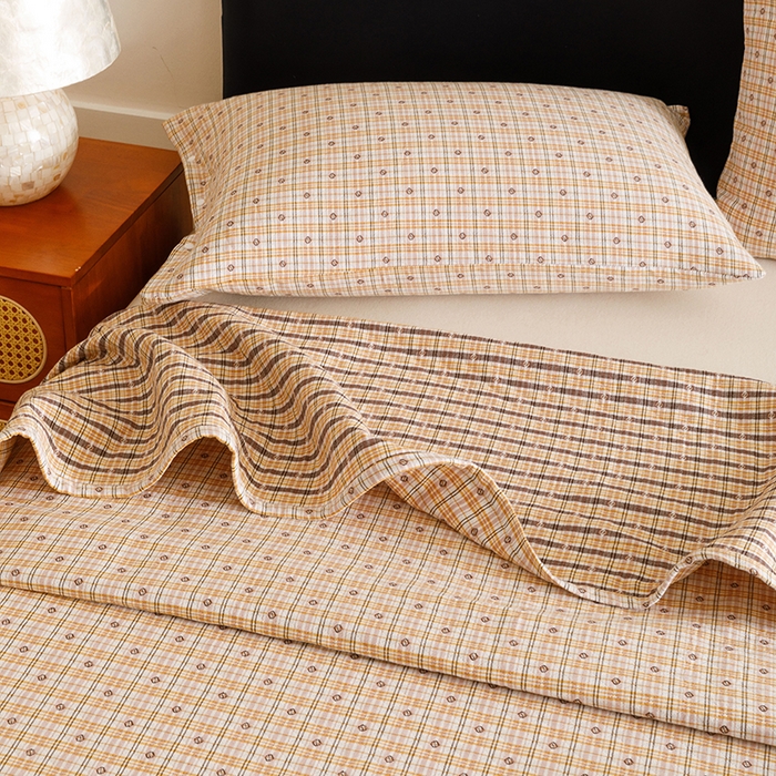 91家纺网 家纺一手货源 找家纺 悦然毛巾被 2025新款全棉三层色织水洗纱布毛巾被盖毯-清新雅致 清新雅致黄