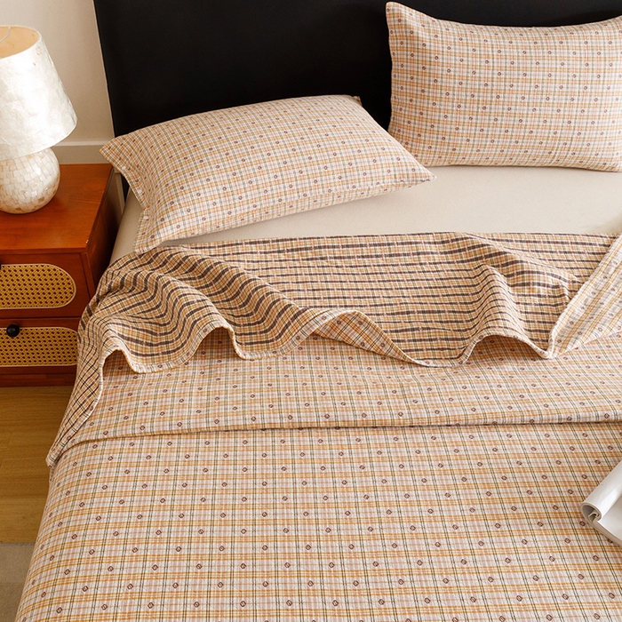 91家纺网 家纺一手货源 找家纺 悦然毛巾被 2025新款全棉三层色织水洗纱布毛巾被盖毯-清新雅致 清新雅致黄