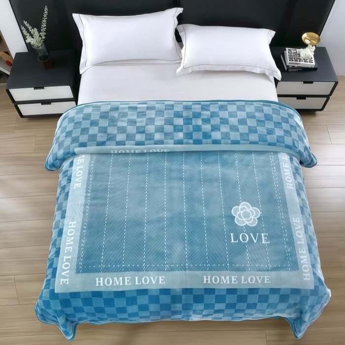 好艺佳毛毯 2025新款（双层云毯）学生宿舍毛毯拉舍尔单双人毯子超柔软不掉毛不掉色 家之爱