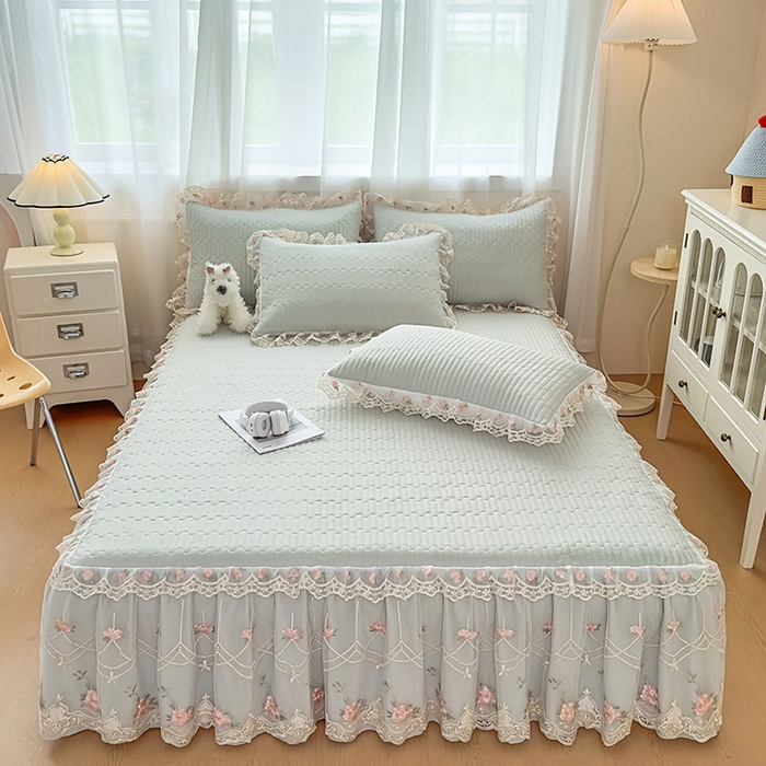 91家纺网 家纺一手货源 找家纺 （总）鼎丰家纺 2025新款皱皱纱床裙-蜜恋系列