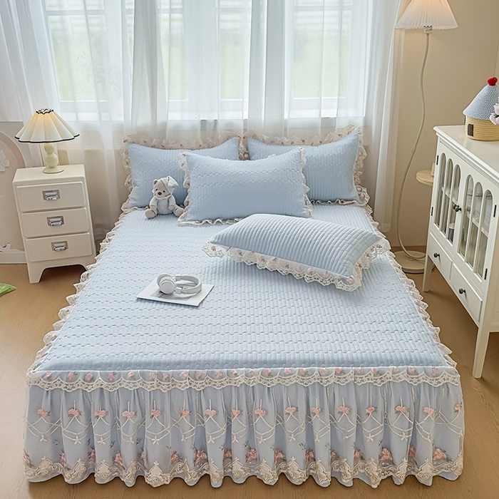 91家纺网 家纺一手货源 找家纺 （总）鼎丰家纺 2025新款皱皱纱床裙-蜜恋系列