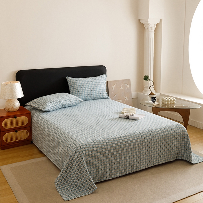 91家纺网 家纺一手货源 找家纺 悦然毛巾被 2025新款全棉三层色织水洗纱布毛巾被盖毯-清新雅致 清新雅致蓝