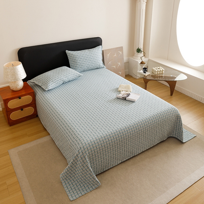 91家纺网 家纺一手货源 找家纺 悦然毛巾被 2025新款全棉三层色织水洗纱布毛巾被盖毯-清新雅致 清新雅致蓝