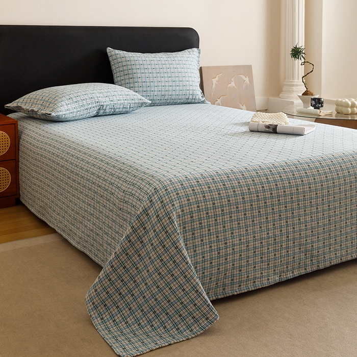 91家纺网 家纺一手货源 找家纺 悦然毛巾被 2025新款全棉三层色织水洗纱布毛巾被盖毯-清新雅致 清新雅致蓝