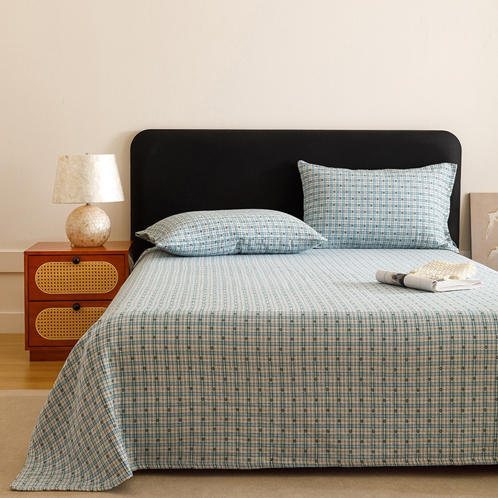 91家纺网 家纺一手货源 找家纺 悦然毛巾被 2025新款全棉三层色织水洗纱布毛巾被盖毯-清新雅致 清新雅致蓝