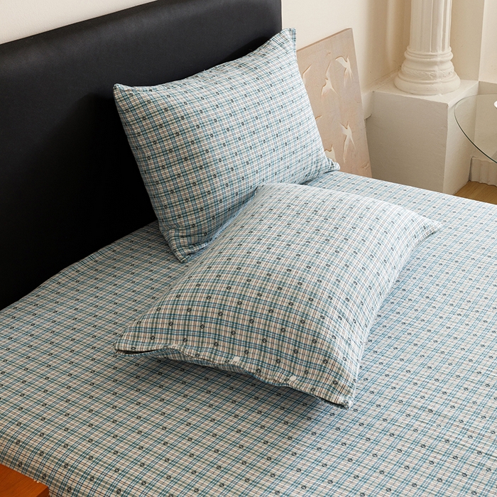 91家纺网 家纺一手货源 找家纺 悦然毛巾被 2025新款全棉三层色织水洗纱布毛巾被盖毯-清新雅致 清新雅致蓝