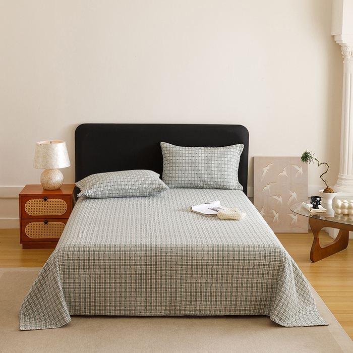 91家纺网 家纺一手货源 找家纺 悦然毛巾被 2025新款全棉三层色织水洗纱布毛巾被盖毯-清新雅致 清新雅致绿