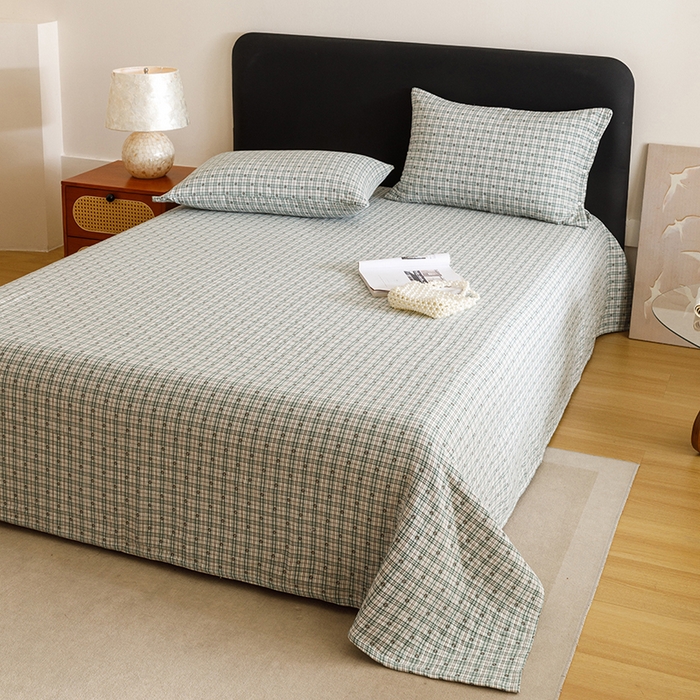 91家纺网 家纺一手货源 找家纺 悦然毛巾被 2025新款全棉三层色织水洗纱布毛巾被盖毯-清新雅致 清新雅致绿