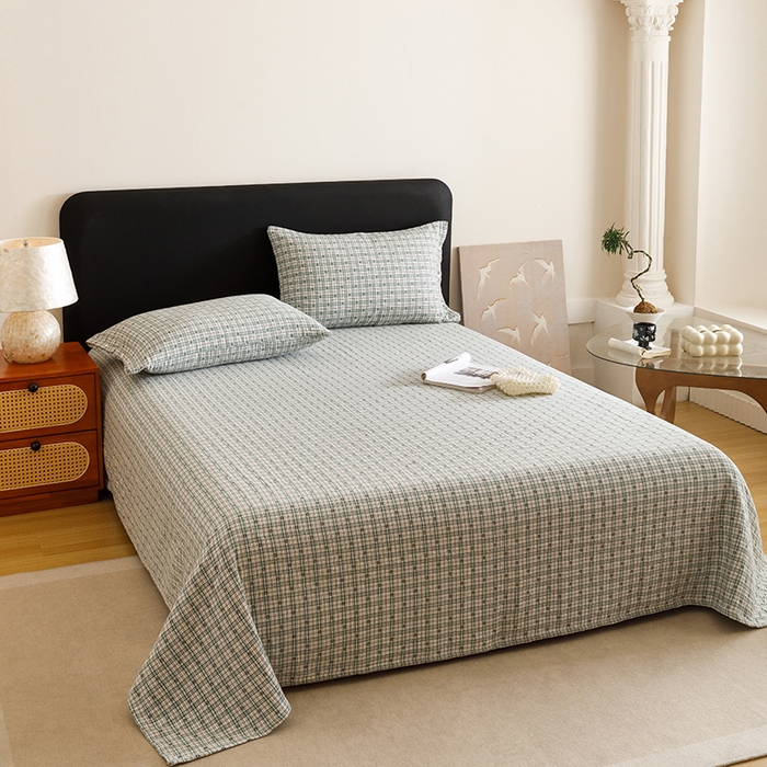 91家纺网 家纺一手货源 找家纺 悦然毛巾被 2025新款全棉三层色织水洗纱布毛巾被盖毯-清新雅致 清新雅致绿