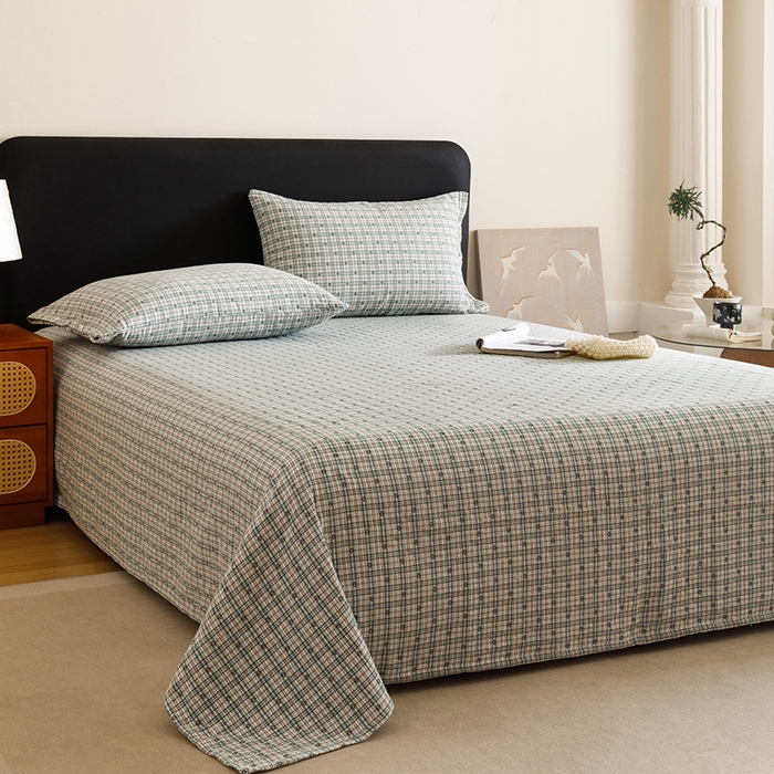 91家纺网 家纺一手货源 找家纺 悦然毛巾被 2025新款全棉三层色织水洗纱布毛巾被盖毯-清新雅致 清新雅致绿