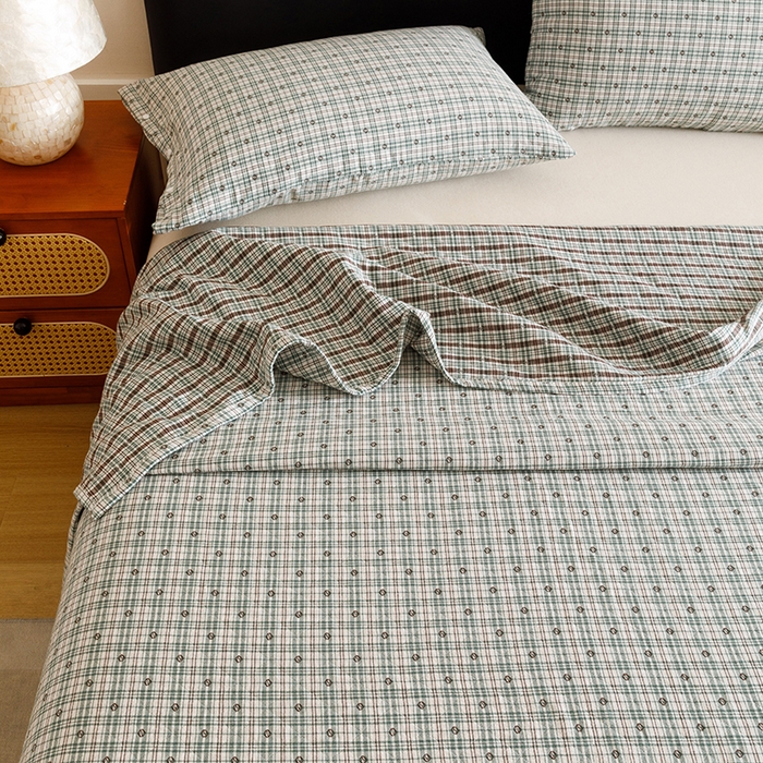 91家纺网 家纺一手货源 找家纺 悦然毛巾被 2025新款全棉三层色织水洗纱布毛巾被盖毯-清新雅致 清新雅致绿