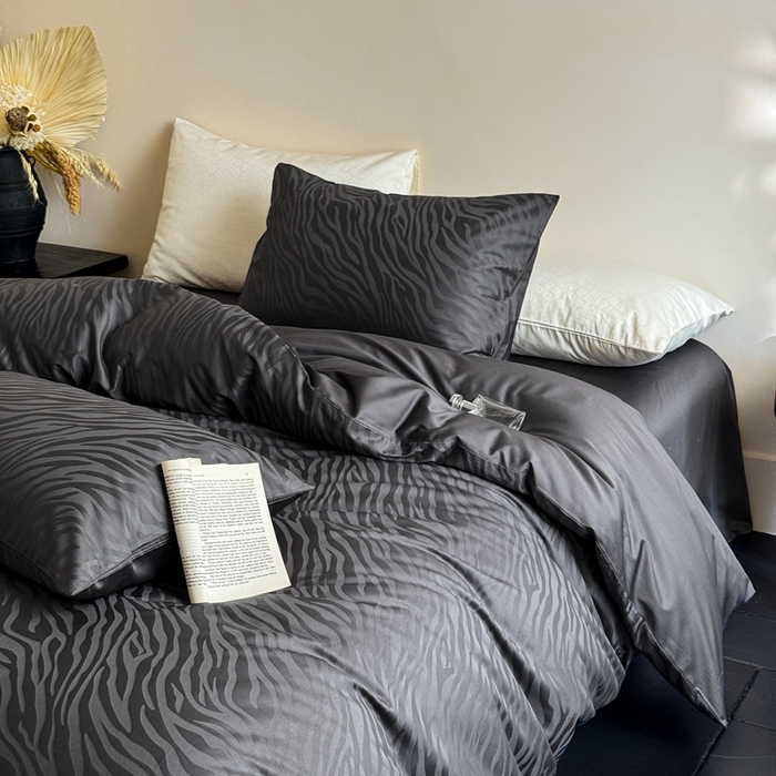 （总）ONE TWO ONE 121 2025新款高支高密长绒棉纯棉贡缎提花四件套-斑马纹