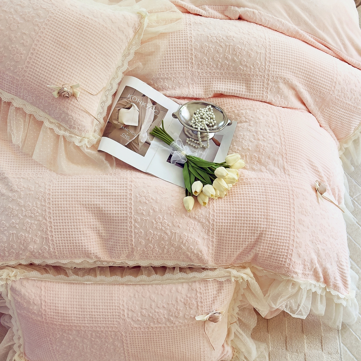 91家纺网 家纺一手货源 找家纺 （总）北纬27度 2025新款法式牛奶绒四件套-玫瑰花语