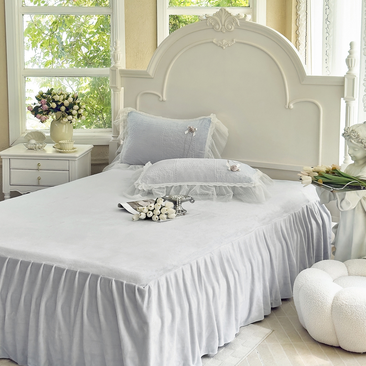 91家纺网 家纺一手货源 找家纺 北纬27度 2025新款法式牛奶绒四件套-玫瑰花语 玫瑰花语-蓝