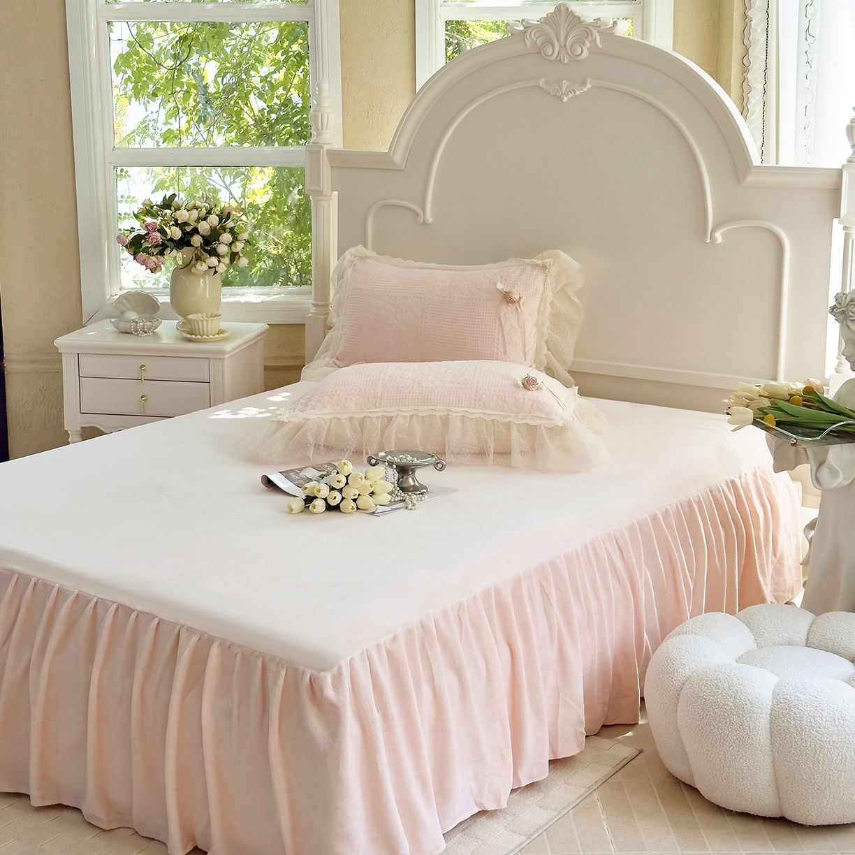 91家纺网 家纺一手货源 找家纺 北纬27度 2025新款法式牛奶绒四件套-玫瑰花语 玫瑰花语-粉