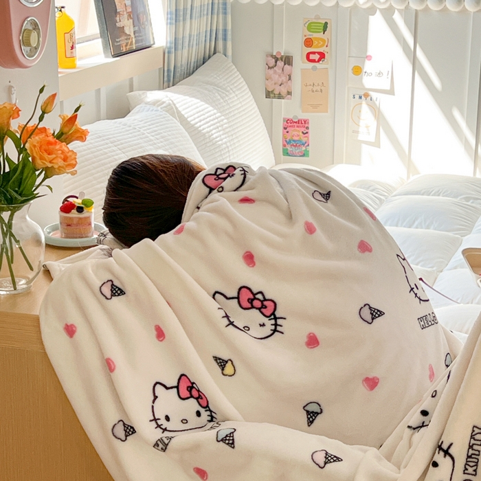 91家纺网 家纺一手货源 找家纺 （总）妖妖家纺 2025新款正版三丽鸥双面印花牛奶绒多功能四季款毛毯空调毯