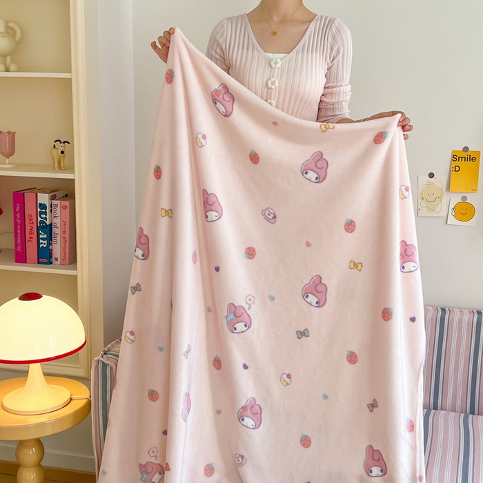 91家纺网 家纺一手货源 找家纺 妖妖家纺 2025新款正版三丽鸥双面印花牛奶绒多功能四季款毛毯空调毯 美乐蒂