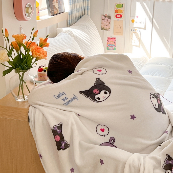 91家纺网 家纺一手货源 找家纺 妖妖家纺 2025新款正版三丽鸥双面印花牛奶绒多功能四季款毛毯空调毯 库洛米