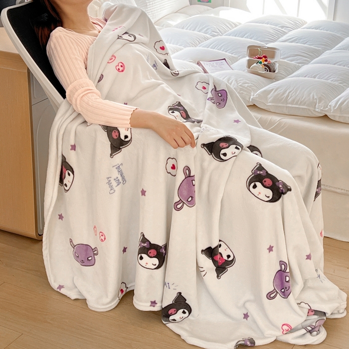 91家纺网 家纺一手货源 找家纺 妖妖家纺 2025新款正版三丽鸥双面印花牛奶绒多功能四季款毛毯空调毯 库洛米