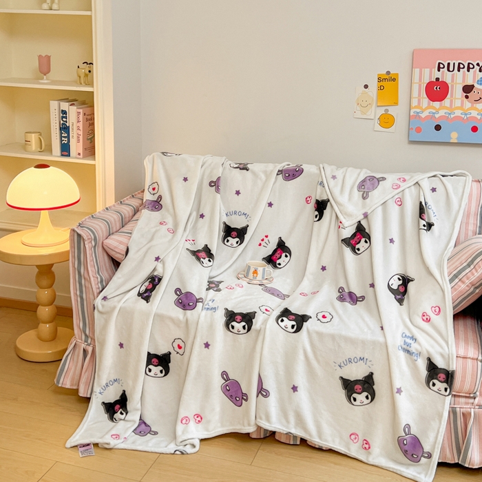 91家纺网 家纺一手货源 找家纺 妖妖家纺 2025新款正版三丽鸥双面印花牛奶绒多功能四季款毛毯空调毯 库洛米