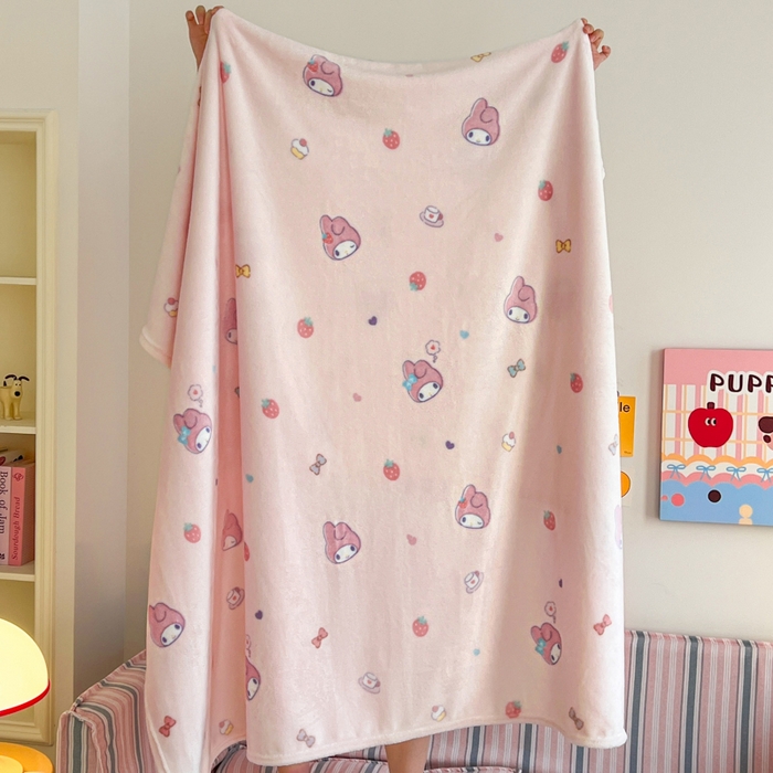 91家纺网 家纺一手货源 找家纺 妖妖家纺 2025新款正版三丽鸥双面印花牛奶绒多功能四季款毛毯空调毯 美乐蒂