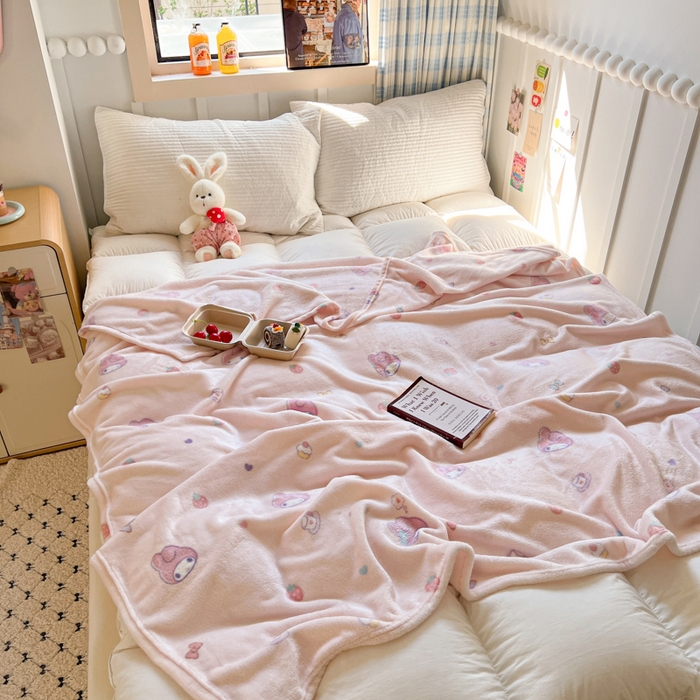 91家纺网 家纺一手货源 找家纺 妖妖家纺 2025新款正版三丽鸥双面印花牛奶绒多功能四季款毛毯空调毯 美乐蒂