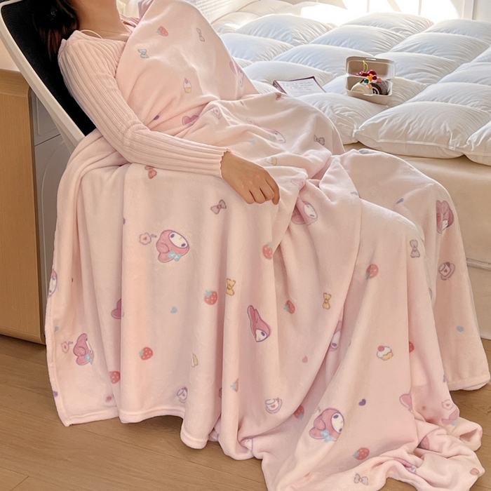 91家纺网 家纺一手货源 找家纺 妖妖家纺 2025新款正版三丽鸥双面印花牛奶绒多功能四季款毛毯空调毯 美乐蒂