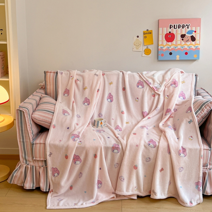 91家纺网 家纺一手货源 找家纺 妖妖家纺 2025新款正版三丽鸥双面印花牛奶绒多功能四季款毛毯空调毯 美乐蒂