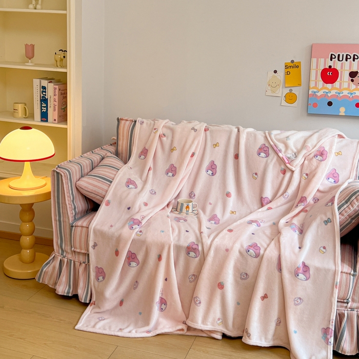 91家纺网 家纺一手货源 找家纺 妖妖家纺 2025新款正版三丽鸥双面印花牛奶绒多功能四季款毛毯空调毯 美乐蒂